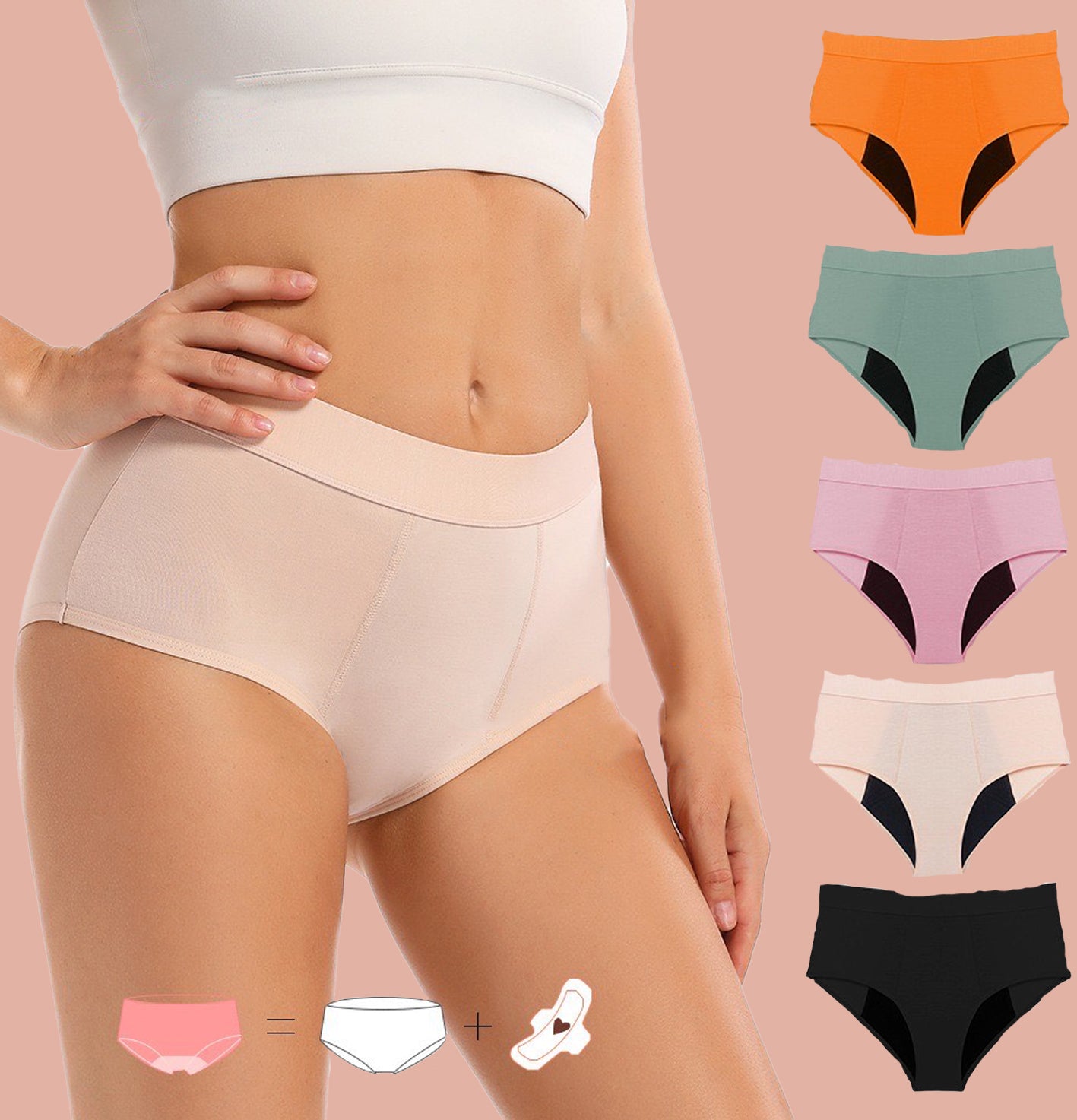 Elsa Periodenhöschen aus 95% Bambusfaser. Umweltfreundlich, hohe Taille, absorbiert 3 Tampons.